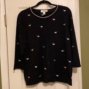 CJ.Banks Black fish cardigan size X